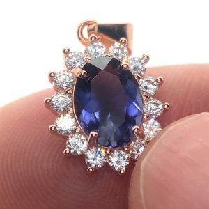 Iolite 1.15ct Rose Gold Finish Solid 925 Sterling Silver Pendant